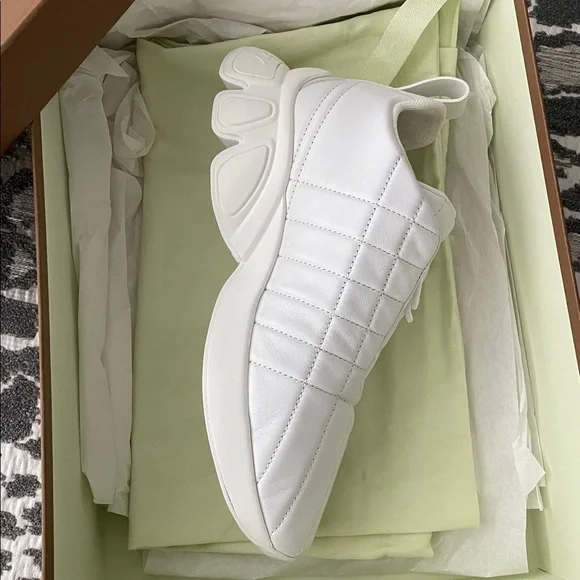 Burberry Leather Quilted White Sneakers - Picture 10 of 17
